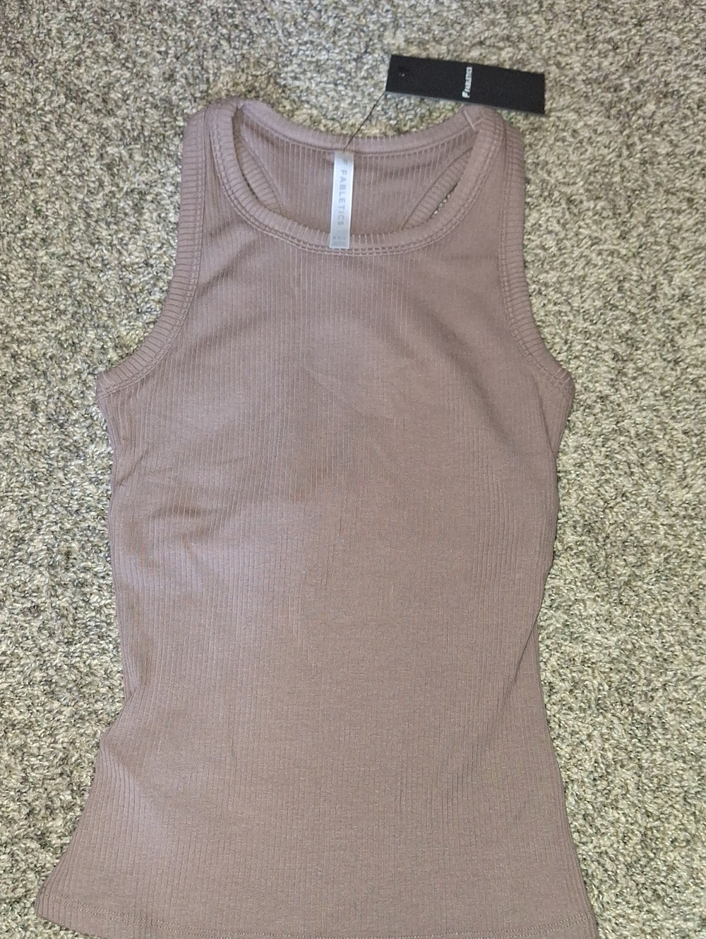 Fabletics Ribbed Taupe-Mauve Sleeveless Tank